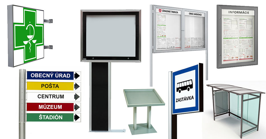 Informační vitríny, Informační tabule, Svetelné panely